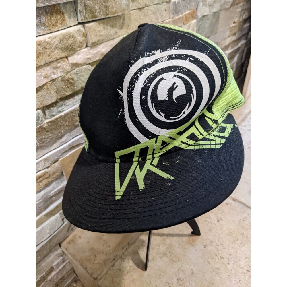 Dragon Alliance Dragon Trademark Neon rare Hat used paint Dirty Snapback closure
